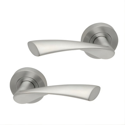 UAP Limited Uap Zeta Internal Door Handles Bathroom Pack With 75mm Lock Hinges Escutcheon Satin Chrome Polished from B&Q