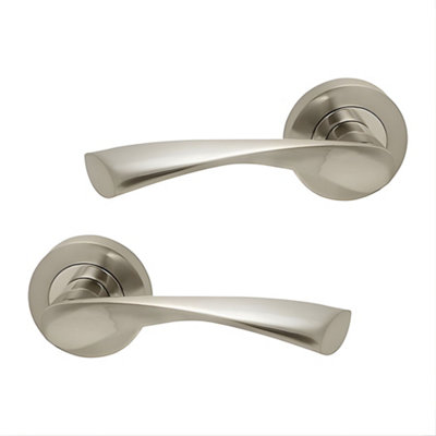 UAP Limited Uap Zeta Satin Nickel Internal Door Handles Pair- Premium Range Zinc Lever Design from B&Q