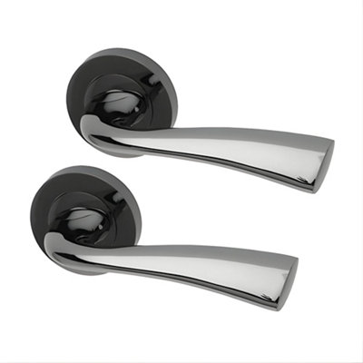 UAP Limited Uap Scimitar Internal Door Handles Bathroom Pack With 75mm Lock Hinges Escutcheon Black Nickel Polished from B&Q