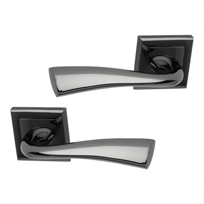UAP Limited Uap Scimitar Black Nickel Internal Door Handles Pair- Premium Range Zinc Square Rose Lever Design from B&Q