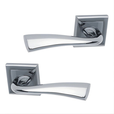 UAP Limited Uap Scimitar Polished Chrome Internal Door Handles Pair- Premium Range Zinc Square Rose Lever Design from B&Q