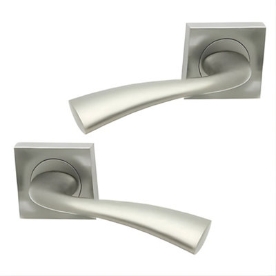 UAP Limited Uap Scimitar Satin Chrome Internal Door Handles Pair- Premium Range Zinc Square Rose Lever Design from B&Q
