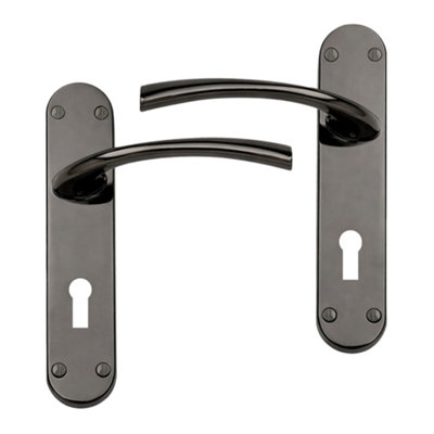 UAP Limited Uap Scimitar Black Nickel Plated Internal Door Handles Pair- Lever On Backplate Lock Set from B&Q