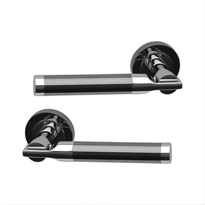 UAP Limited Uap Turquoise Dual Finish Polished Chrome/black Nickel Internal Door Handles Pair- Premium Zinc Lever Design from B&Q