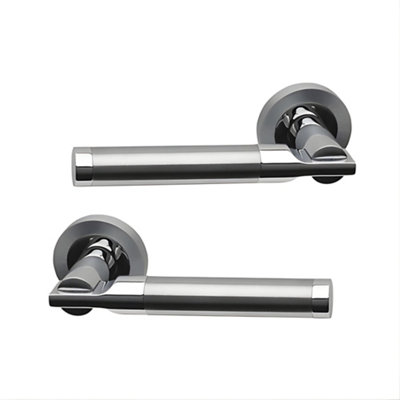 UAP Limited Uap Turquoise Dual Finish Polished Chrome /matt Nickel Internal Door Handles Pair- Premium Zinc Lever Design from B&Q