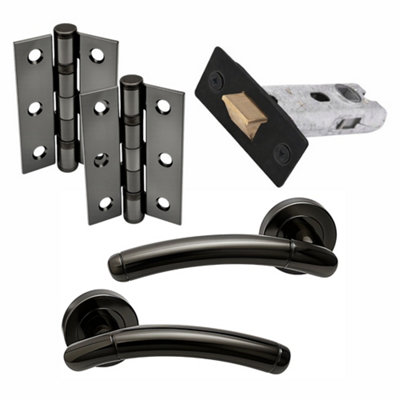UAP Limited Uap Lincoln Lever On Rose Internal Door Handles Pair Latch Pack With Hinges And Tubular Latch Black Nickel from B&Q