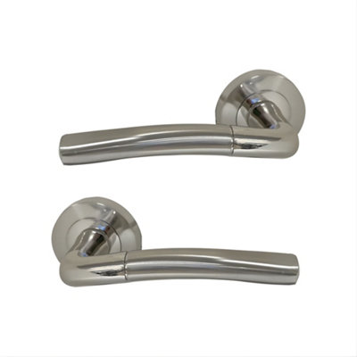 UAP Limited Uap Ripon Dual Finish Polished/satin Nickel Internal Door Handles Pair- Premium Zinc Lever Design from B&Q