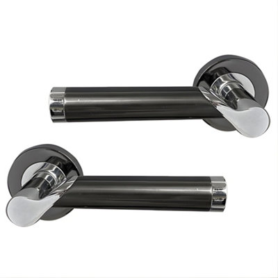 UAP Limited Uap Enterprise Internal Door Handles Bathroom Pack With 75mm Lock Hinges Escutcheon Polished Chrome/black from B&Q