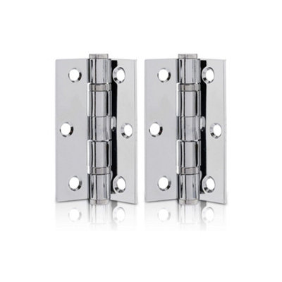 B&Q -  Uap Mild Steel Ball Bearing Butt Hinge 75X50mm Pack Of 2 In Polished Chrome Finish