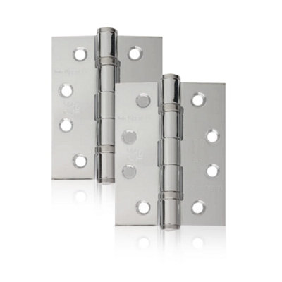 B&Q -  Uap Pack Of 2 Door Hinges4 Inch100X75mmMild Steel Ball Bearing ButtSquare CornersInternal DoorPolished Chrome