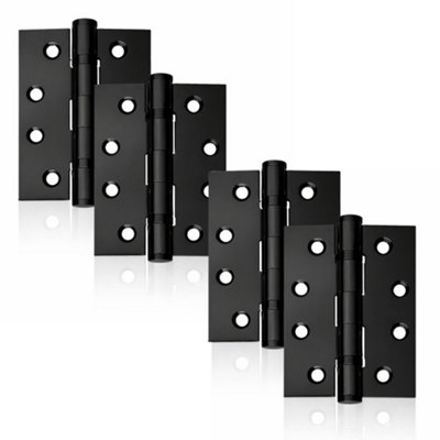 B&Q -  Uap Pack Of 2 Door Hinges4 Inch100X75mmMild Steel Ball Bearing ButtSquare CornersInternal DoorBlack