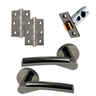UAP Limited Uap Ruby Lever On Rose Internal Door Handles Pair Latch Pack With Hinges And Tubular Latch Polished Chrome/satin Nickel from B&Q