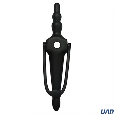 UAP Limited Uap Slimline Victorian Urn Door Knocker 8" Black Finish With Spyhole And Bolt Fix Fittings from B&Q