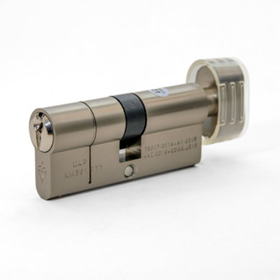 UAP Limited Uap Kitemarked 1 Star Thumbturn Euro Cylinder Lock With 3 KeysThumb TurnSuitable For All Door Types45/45 (90mm)Nickel from B&Q