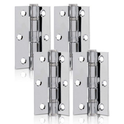 B&Q -  Uap Mild Steel Ball Bearing Butt Hinge 75X50mm Pack Of 4 In Polished Chrome Finish