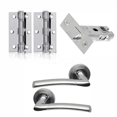 UAP Limited Uap Falcon Lever On Rose Door Handles Pair Complete Bathroom Set In Polished And Satin Chrome