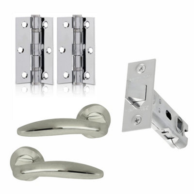 UAP Limited Uap Lancer Lever On Rose Internal Door Handles Pair Latch Pack With Hinges And Tubular Latch Polished Chrome/satin Nickel from B&Q