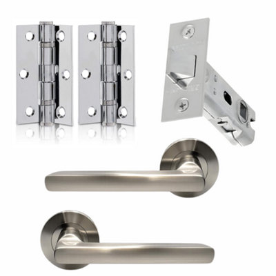 UAP Limited Uap Matiz Lever On Rose Internal Door Handles Pair Latch Pack With Hinges And Tubular Latch  Polished Chrome/satin Nickel from B&Q