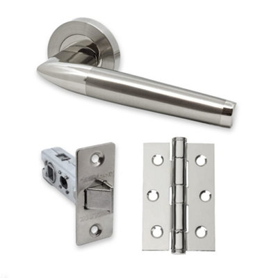 UAP Limited Uap ValiantDoor Handle Pack With Hinges And LatchPolished Chrome/satin Nickel from B&Q