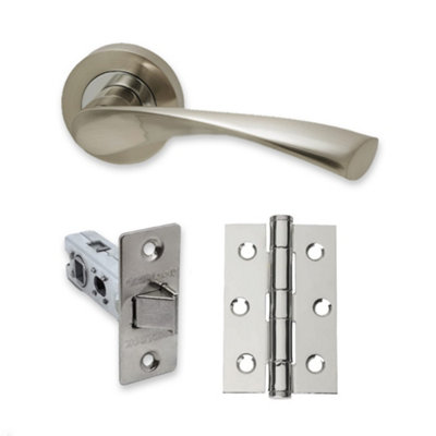 UAP Limited Uap ZetaDoor Handle Pack With Hinges And LatchPolished Chrome/satin Nickel from B&Q