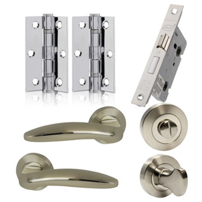 UAP Limited Uap Lancer Lever On Rose Door Handles Pair Complete Bathroom Set Polished Chrome& Satin Nickel from B&Q