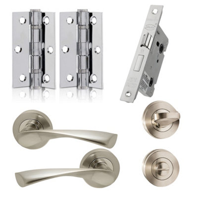 UAP Limited Uap Developer Zeta Internal Door Handles Pair Bathroom Pack Polished Chrome/satin Nickel from B&Q