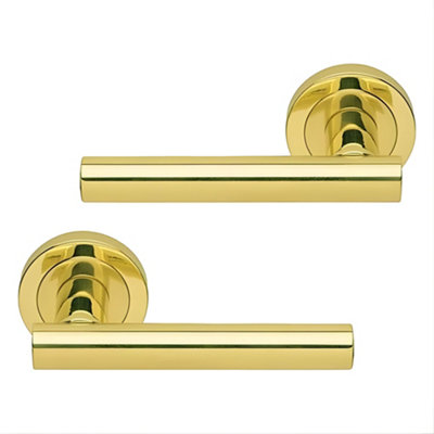UAP Limited Uap Lynx Polished Brass Internal Door Handles Pair- Premium Range Zinc Lever Design from B&Q