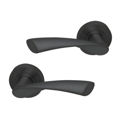 UAP Limited Uap E-Zeta Polished Matt Black Aluminium Internal Door Handle Pair- Eco Series Lever On Round Rose from B&Q