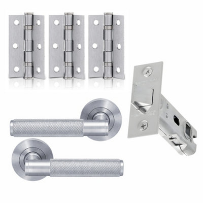 UAP Limited Uap Developer Knurled Lever On Rose Internal Door Handles Pair Latch Pack With Hinges And Tubular Latch Satin Chrome from B&Q