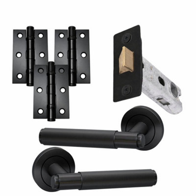 UAP Limited Uap Developer Knurled Lever On Rose Internal Door Handles Pair Latch Pack With Hinges And Tubular Latch Matt Black from B&Q