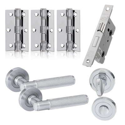 UAP Limited Uap Developer Knurled Internal Door Handles Pair With Complete Bathroom Pack Polished Chrome from B&Q