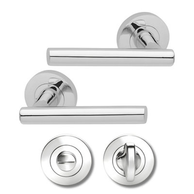 UAP Limited Uap Lynx Internal Door Handles Pair With Turn & Release Bathroom Pack In Polished Chrome from B&Q