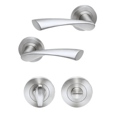 UAP Limited Uap Zeta Internal Door Handles Pair With Turn & Release Bathroom Pack Satin Chrome from B&Q