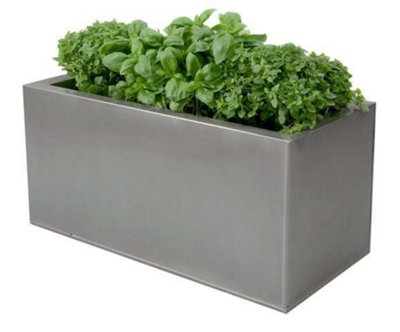 B&Q -  Zinc Steel Outdoor Silver Weather Resistant Patio Planter 50Cm