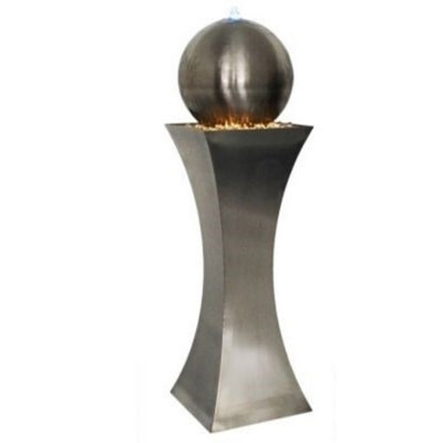 Primrose Brushed Hourglass And Sphere Water Feature With Lights from B&Q