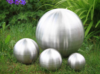 Primrose Brushed Stainless Steel Gazing Globe Sphere Garden Ornament 28Cm from B&Q