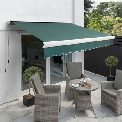 Primrose Awnings 4.5M X 3.0M Retractable Electric Full Cassette Green Awning Outdoor Patio Canopy from B&Q