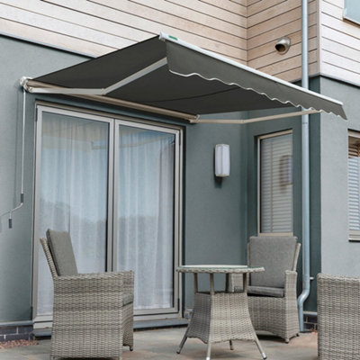 Primrose Awnings 4.5M X 3.0M Retractable Electric Half Cassette Charcoal Awning Outdoor Patio Canopy from B&Q