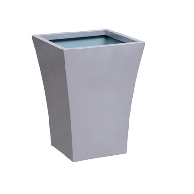 B&Q -  Zinc Galvanised Silver Flared Square Planter Pot 38Cm X 25Cm