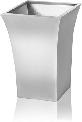 B&Q -  Zinc Galvanised Silver Flared Square Planter Pot 45Cm X 30Cm
