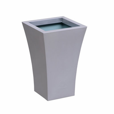 B&Q -  Zinc Galvanised Silver Flared Square Planter Pot 56Cm X 41Cm