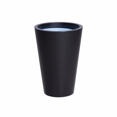 B&Q -  Galvanised Zinc Black Cone Flared Garden Planter With Drainage Large 56Cm
