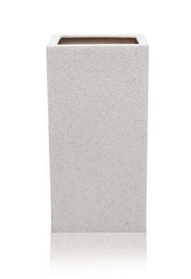 Primrose White Poly Terrazzo Stone Tall Cube Planter 60Cm Small