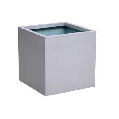 Primrose Zinc Galvanised Silver Cube Planter Pot 50Cm from B&Q