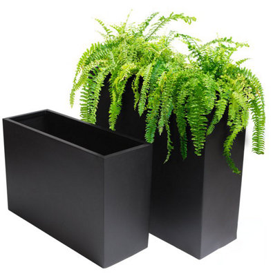 Primrose Fibreglass Tall Trough Planter In Matt Black 90Cm from B&Q