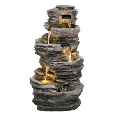 Primrose 4-Tier Rock Pool Cascading Water Feature With Lights For Indoor/outdoor Use 100Cm from B&Q