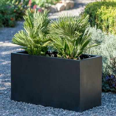 Primrose 80Cm Polystone Small Black Trough Planter from B&Q