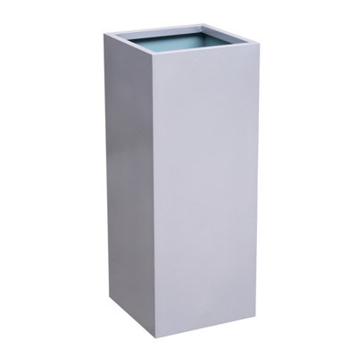 Primrose Zinc Galvanised Tall Silver Cube Planter 100Cm from B&Q