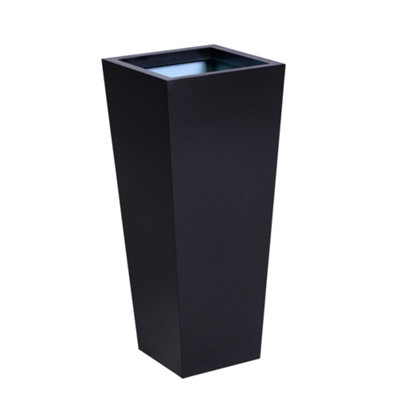 Primrose Black Flared Tapered Outdoor Planter Zinc Galvanised Pot 90Cm X 40Cm from B&Q