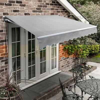 Primrose Awnings 4.0M X 3.0M Retractable Manual Standard Silver Awning Outdoor Patio Canopy from B&Q
